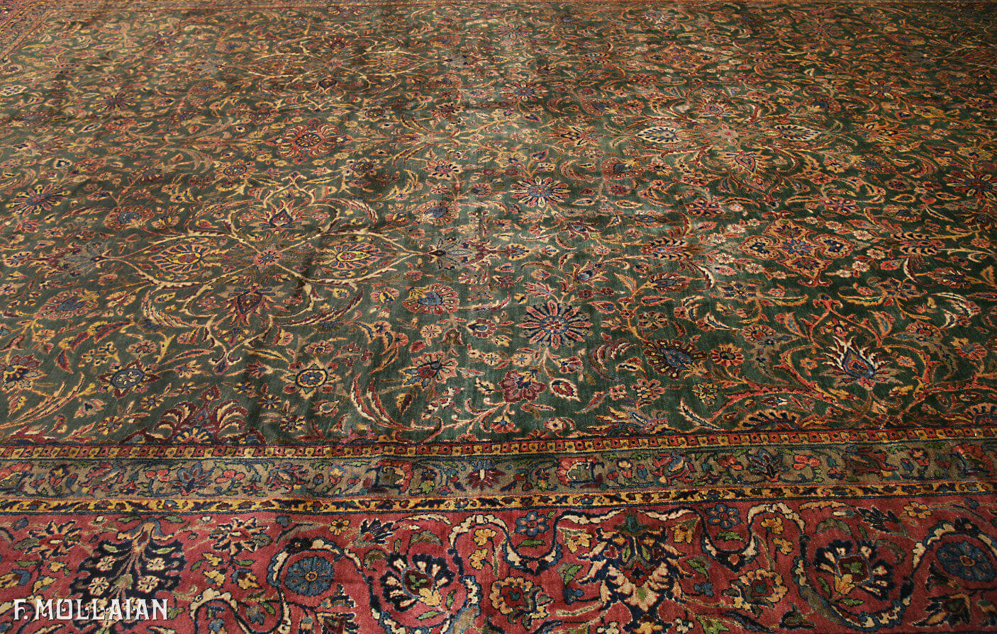 A Massive Antique Persian Kashan Manchester Carpet n°:97593275